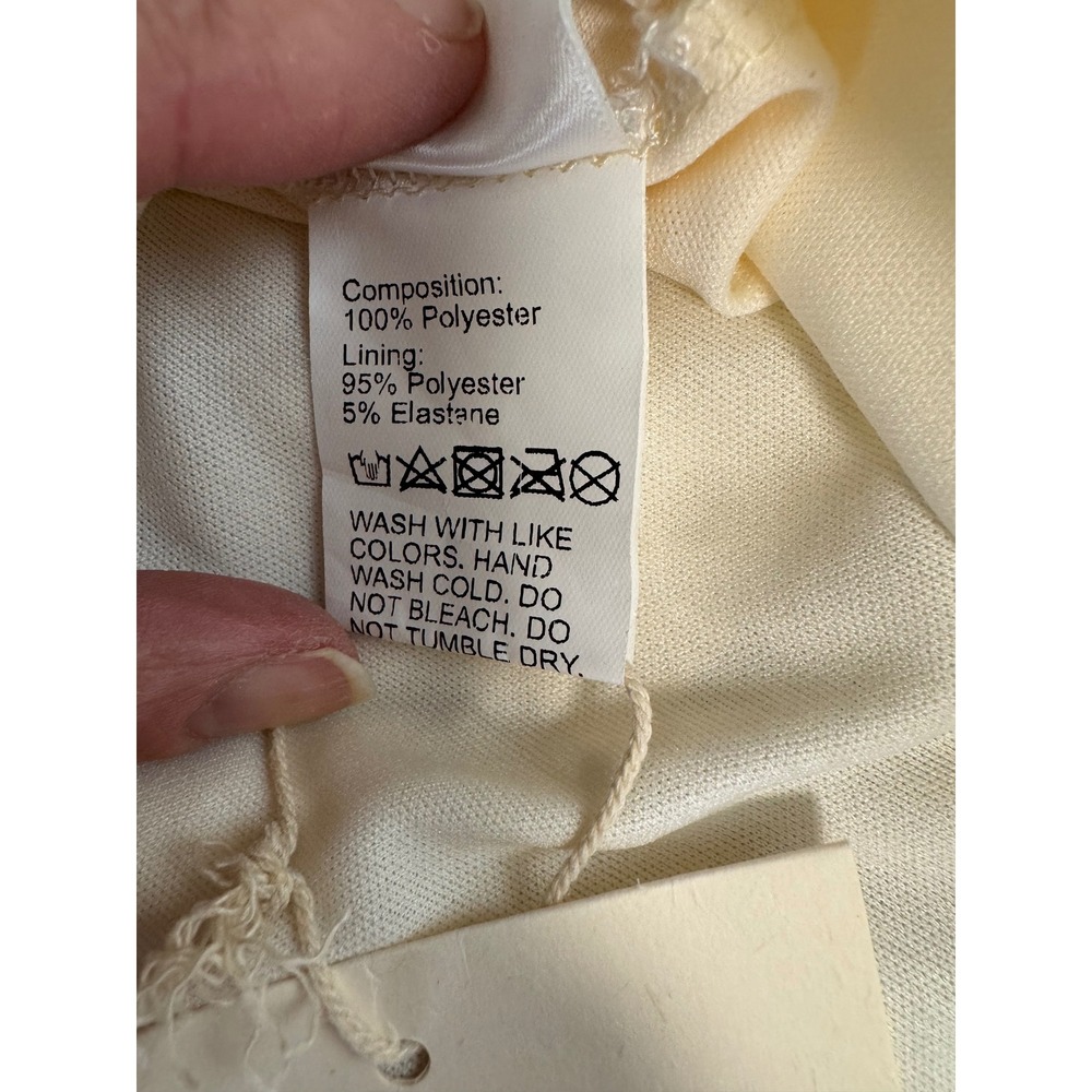 NWT Polka Dot Eyelash Fringe Cream Tiered Dress V-Neck Puff Sleeve Cream Med 6 8 - Picture 11 of 16